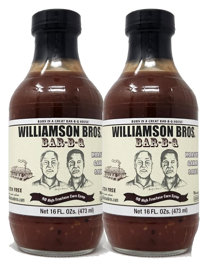 2 Pack of Williamson Bros Barbeuce Sauce or Seasoning Rub Spice (16oz Roasted Garlic Sauce)