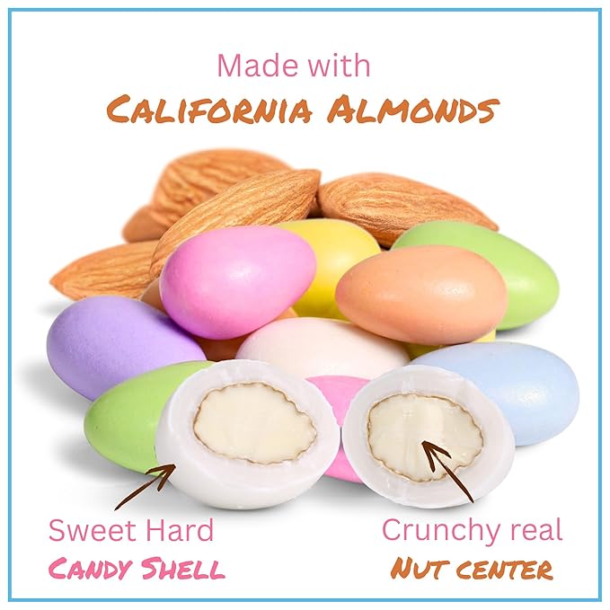 Assorted Jordan Almonds Pastel Colors by Its Delish 2 LBS Bulk | Sugared Almond Nut with Sweet Hard Candy Coating - Easter Eggs Wedding Favors Bridal and Baby Showers Party Buffets - Vegan &amp Ko