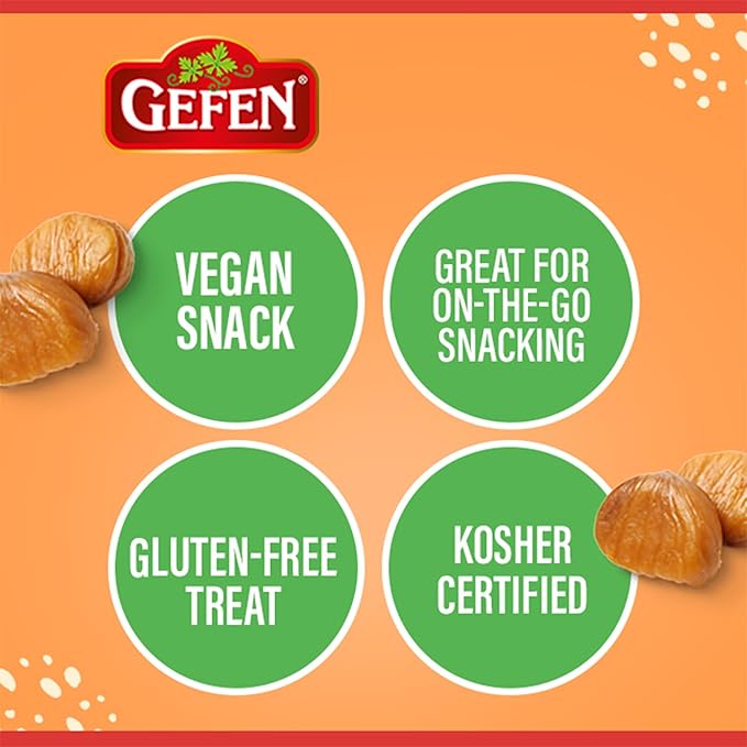 Gefen Organic Whole Peeled and Roasted Chestnuts 3oz (12 Pack) | Chestnuts Peeled and Ready to Eat | Great for Cooking &amp Baking | Gluten Free | Kosher