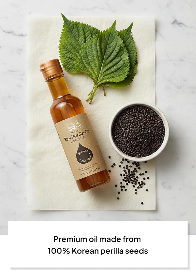 Korean Food Nutty Perilla Oil 6.1 fl oz (180 ml) – 100% Korean Perilla Seeds Lightly Roasted for Rich Toasted Flavor
