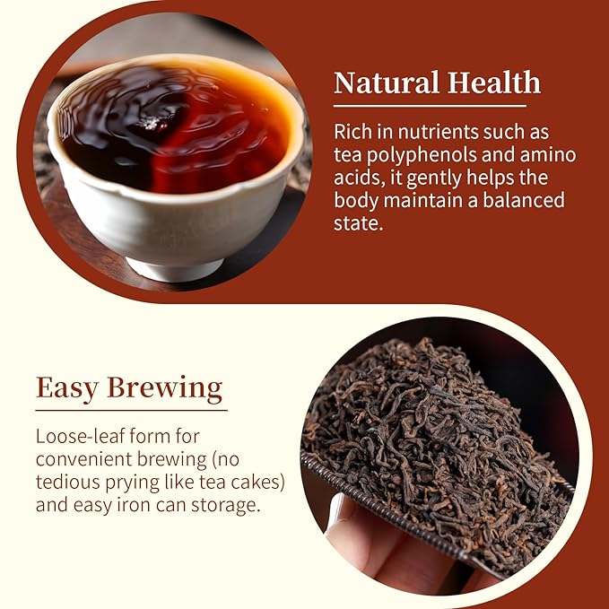 CHADUO Puerh Tea Loose Leaf Aged 5 Years Premium Yunnan Pu erh Ripe Puer Tea 7.05oz/200g Royal-Grade Aged Aroma &amp Jujube Fragrance 普洱茶 普洱散茶 宫廷普洱茶 云南勐海