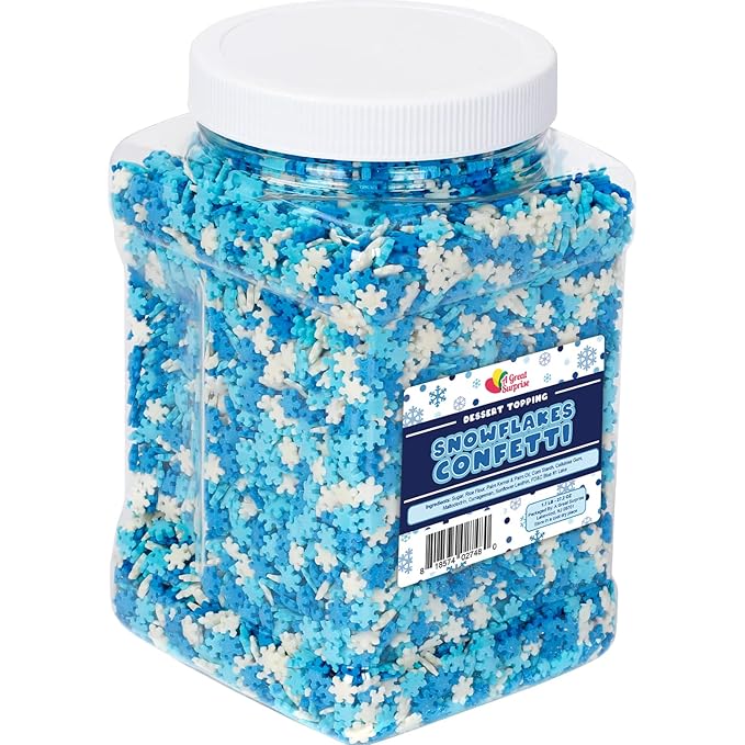 Snowflake Confetti Sprinkles - 1.7 Pounds - Winter Sprinkle Mix Great for Baking Cookies Cakes Cupcakes and More!