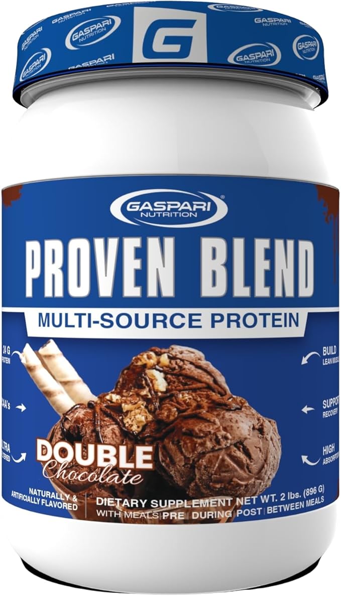 Gaspari Nutrition Proven Blend Multi Source Protein Powder Beef Protein Isolate Whey Concentrate and Whey Isolate Builds Lean Muscle 24g of Protein (28 Servings Double Chocolate)