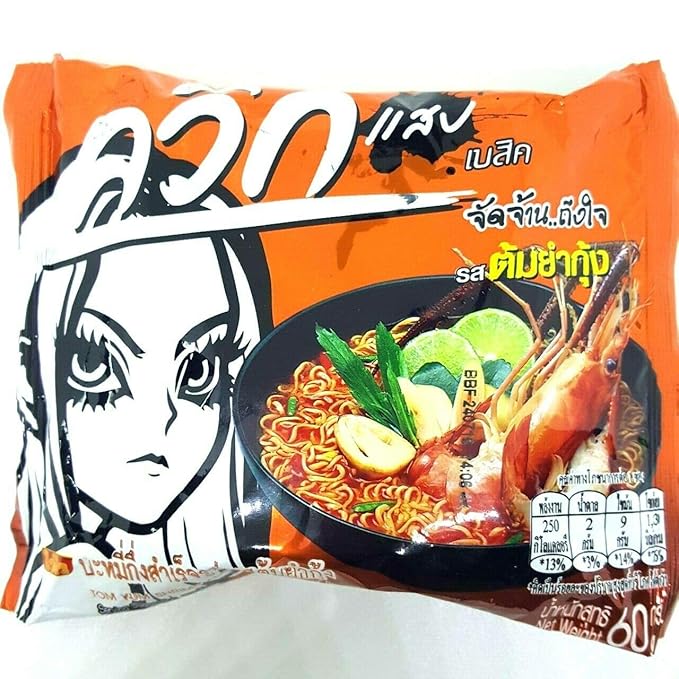 (60g. x 5 Packs) Tom Yum Shrimp Flavour Quick Cooking Thai Instant Noodles Soup Fest Spicy Food