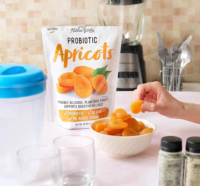Nature's Garden Probiotic Apricots - Dried Fruit Plump Dried No Added Sugar Gluten-Free Dairy-Free Vegan – Bulk 40 Oz Bag (Pack of 2)