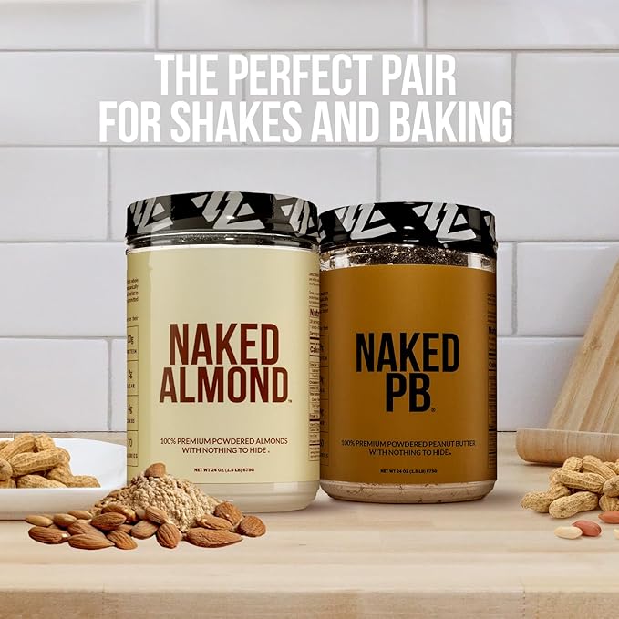 NAKED Chocolate Pea Protein Isolate 5LB Bulk PB Powdered Peanut Butter 1.5LB (45 Servings) – Plant-Based Vegan Non-GMO Gluten Free Soy Free Lactose Free