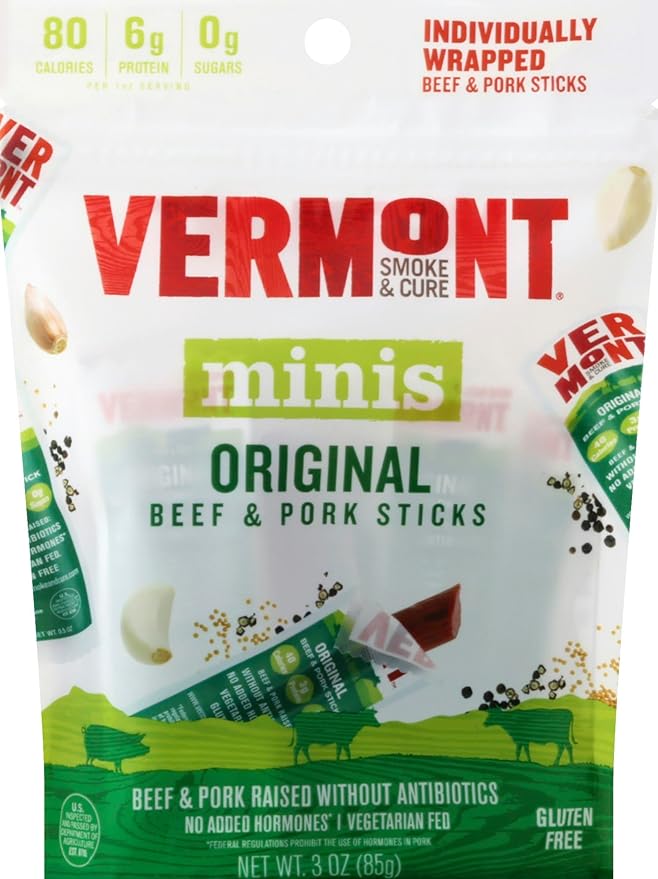 Generic V.ermont Smoke &amp Cure Beef &amp Pork Stick Cracked Pepper 3OZ Pack of 8