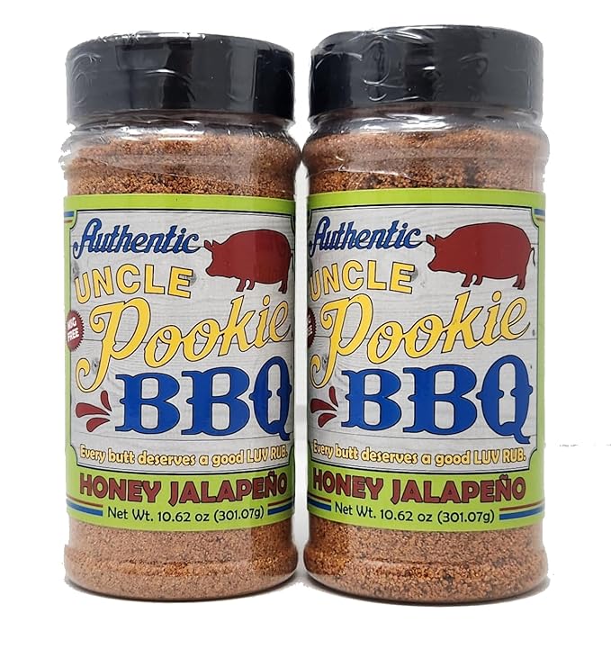 2 Pack of Barbecue and Burger All purpose Seasonings Uncle Pookie's Every Butt Deserves a Good Luv Rub No MSG (10.62oz Honey Jalapeno Seasoning)