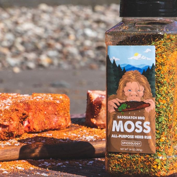 Spiceology &amp Sasquatch BBQ - Moss Seasoning - All-Purpose Herb Spice Rub - Use On: Pork fish Veggies Chicken Beef - Barbeque Rubs Spices and Seasonings - 14 oz