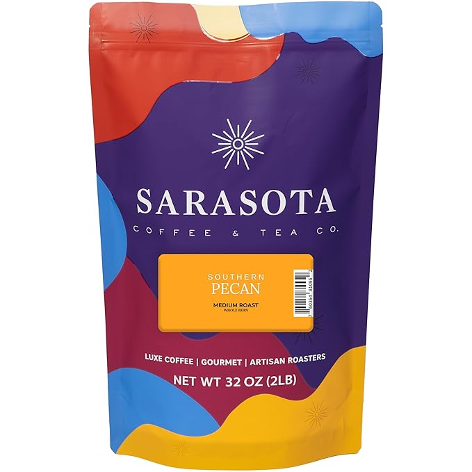 2 lb Southern Pecan Whole Bean Coffee | Pecan Flavored Coffee Beans | Bulk Medium Roast Nutty | Specialty Grade | 32 oz