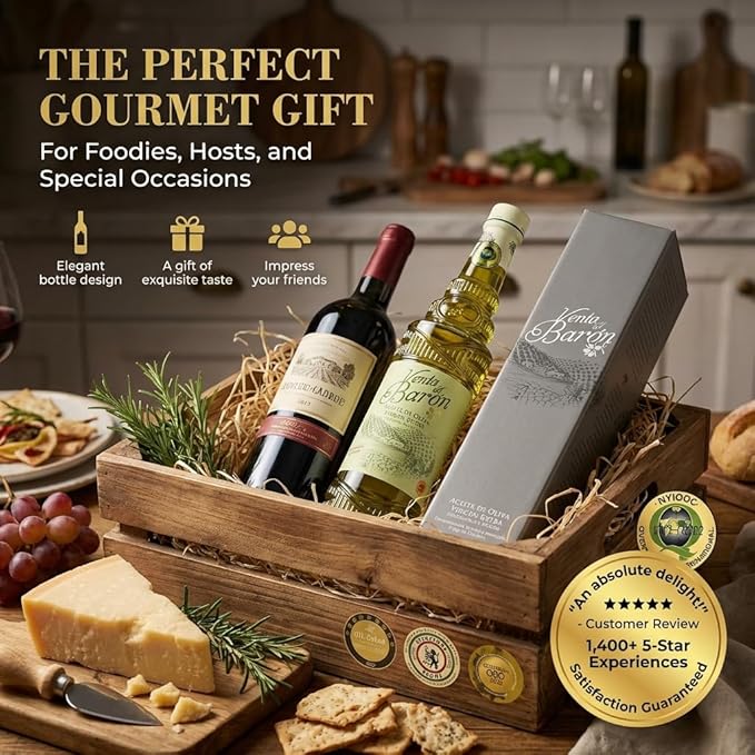 Venta del Barón - Voted The World's Best Olive Oil - Extra Virgin Cold Pressed - High in Polyphenols - 16.9 fl oz (500ml) Bottle