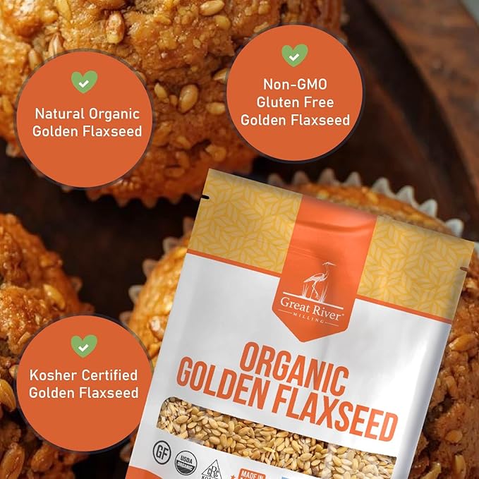 Great River Milling Golden Flaxseed | Whole Golden Flax Seeds | Naturally Gluten Free Non-GMO Vegan Kosher | Flaxseed for Baking Smoothies Oatmeal Cereals &amp Clean Plant-Based Nutrition | 5 L
