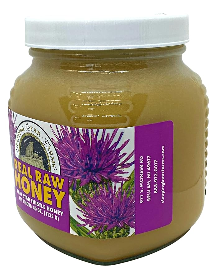 Sleeping Bear Farms 2.5 pound (40oz) REAL Raw Honey Harvested by our Beekeepers From Our Hives Packed in Glass
