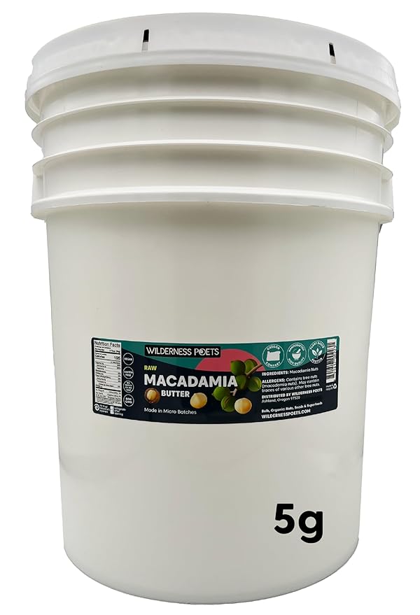 Wilderness Poets Raw Macadamia Butter (640 Ounce - 40 Pound - 5 Gallon)