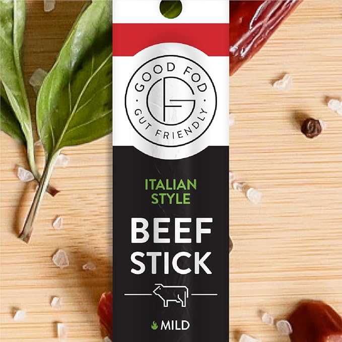 Good Fod Foods Italian Style Meat Sticks – Low FODMAP Snacks for a Healthy Gut Zero Sugar Jerky Sticks Keto Friendly Gluten-Free Beef Sticks 1 Ounce (12 Pack)