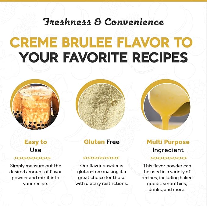 Fanale Premium Creme Brulee Bubble Tea Flavoring Powder | Perfect for Baking Smoothies Desserts and Drinks | Instant Flavoring Powder for Boba Milk Tea - 2.2 Pounds (Pack of 20).