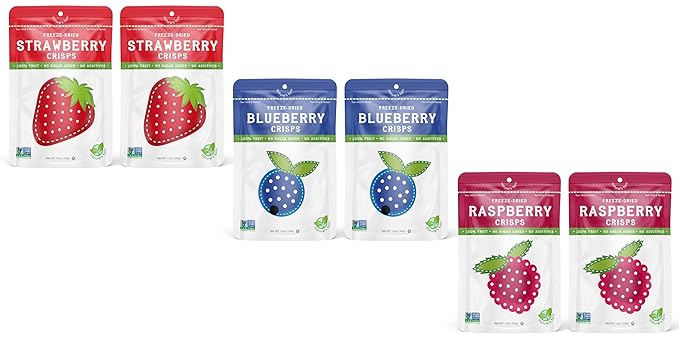 Nature’s Turn Freeze-Dried Fruit Snacks Strawberry Raspberry and Blueberry Crisps Pack of 6 (1.2 oz Each)