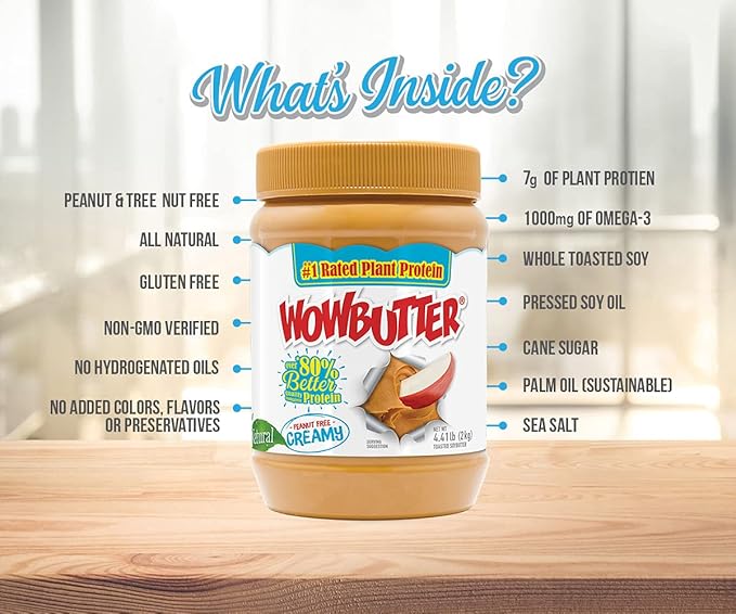Wowbutter Natural Peanut Free Creamy 4.4lb Jars 2 Pack