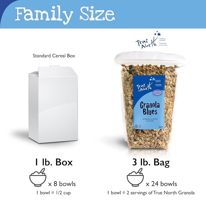 True North Granola – Granola Blues with Dried Blueberries Almonds and Cashews All Natural and Non-GMO Bulk Bag 3 lb.