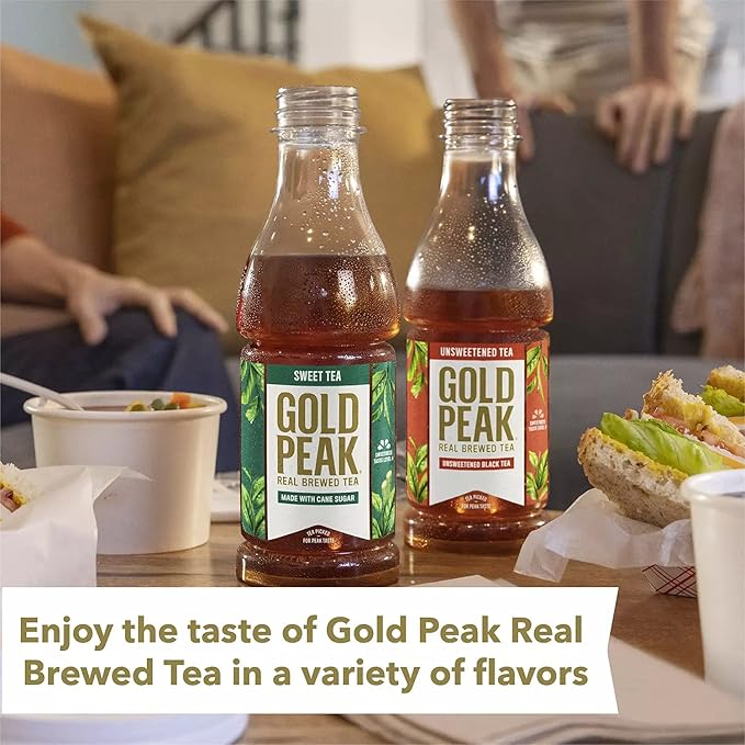 Gourmet Kitchn Gold Peak Naturally Sweet Real Brewed Tea Picked for Peak Taste Made with Cane Sugar -(18.5oz / 18pk per Box) Total 36 Bottles