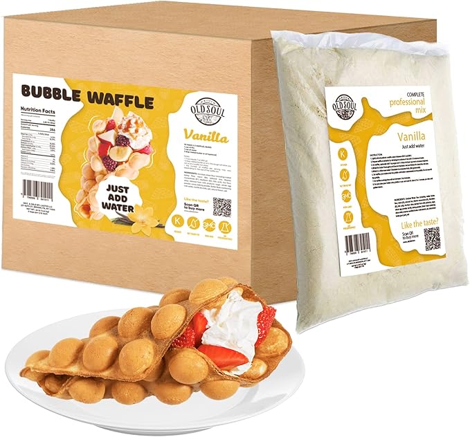 OldSoul Baking Mix for Bubble Waffles | Chocolate &amp Vanilla | Soy &amp Nut free | 30 Lbs (Vanilla)