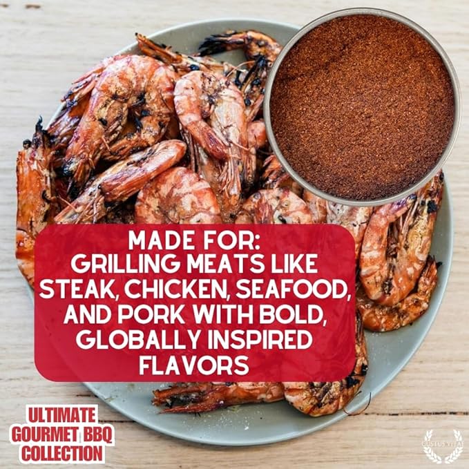 Ultimate Gourmet BBQ Seasoning Collection | Non GMO | All Natural | 6 Magnetic Tins | GLP-1 Friendly | Ultra Premium | Sustainably Sourced | Artisanal Salts &amp Spice Blends | Hand Crafted | Small B