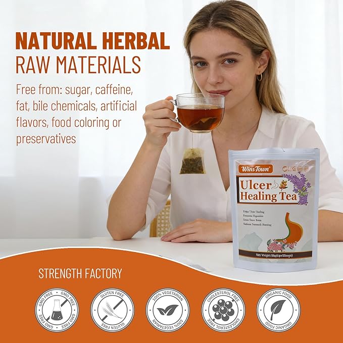 Wins Town Ulcer Healing Tea Relief Gastritis and Stomachache Support Daily Stomach Nourishing 30 Tea Bags