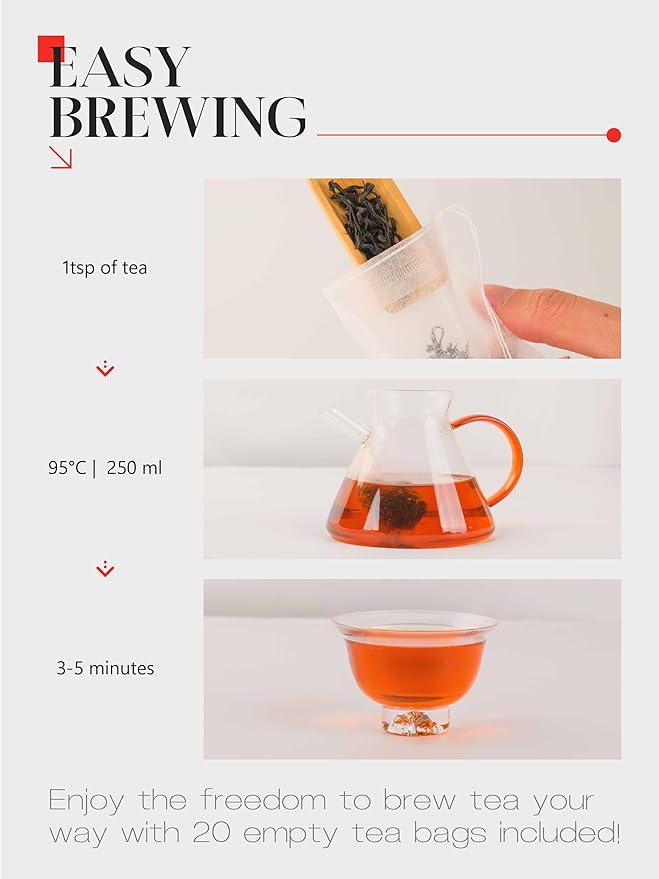 CO-OP 1950 Honey Black Tea Loose Leaf Tea 100g Premium High Mountain Whole Loose Leaf Black Tea Naturally Sweet &amp Mellow Unique Floral &amp Nectar Aroma No Additives 20 Empty Tea Bags Inclu