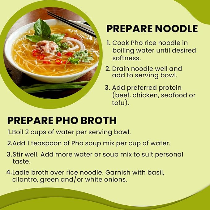 Essence of Lotus Instant Beef Pho Soup Mix — Ready-to-Eat Flavorful Restaurant-Quality Pho broth Made in the US (Beef Pho Soup Mix 12-Pack)