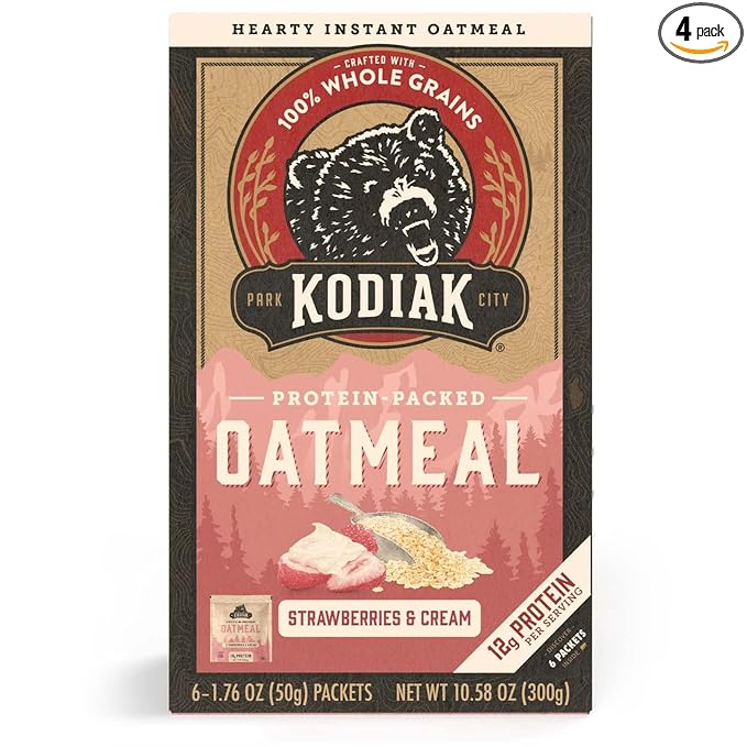 Generic Protein-Packed Strawberries and Cream Instant Oatmeal 1.76 oz 6 Packets (Pack of 4)