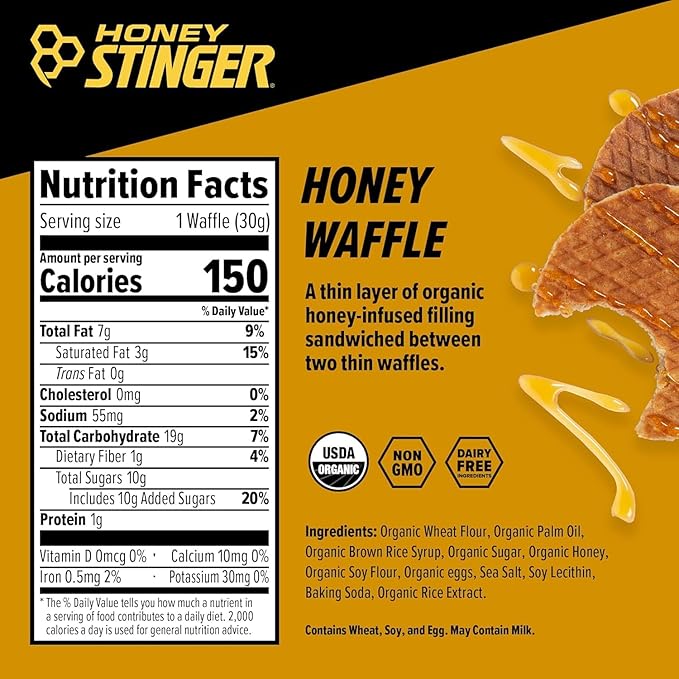 Honey Stinger Energy Waffle Variety Pack – 15 Count (3 Each: Honey Peanut Butter Cinnamon Salted Caramel Cookies &amp Cream) – Organic Honey Energy Snack for Sports Fitness Outdoor Activities &