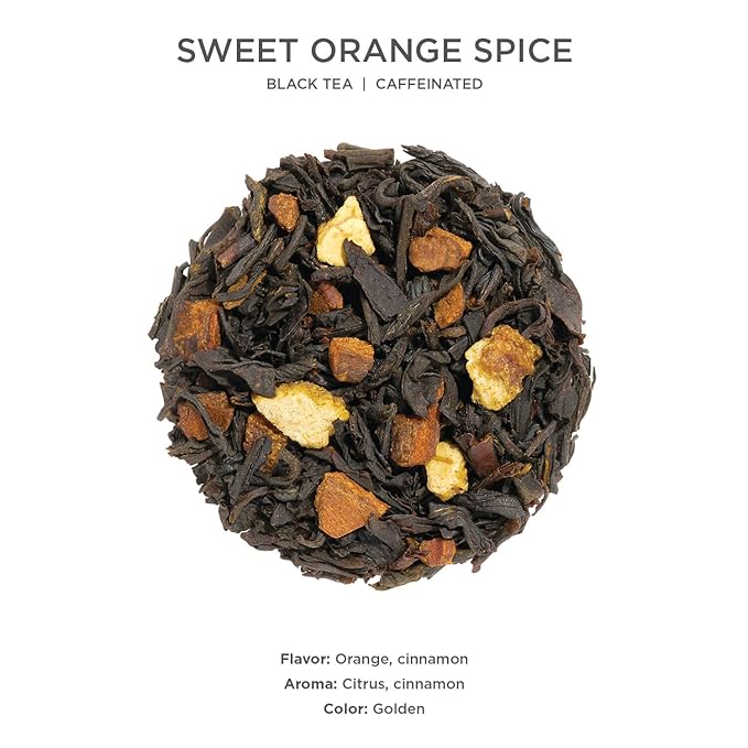 Tea Forte Sweet Orange Spice Premium Loose Leaf Caffeinated Black Tea Blend Canister Makes 35-50 Cups