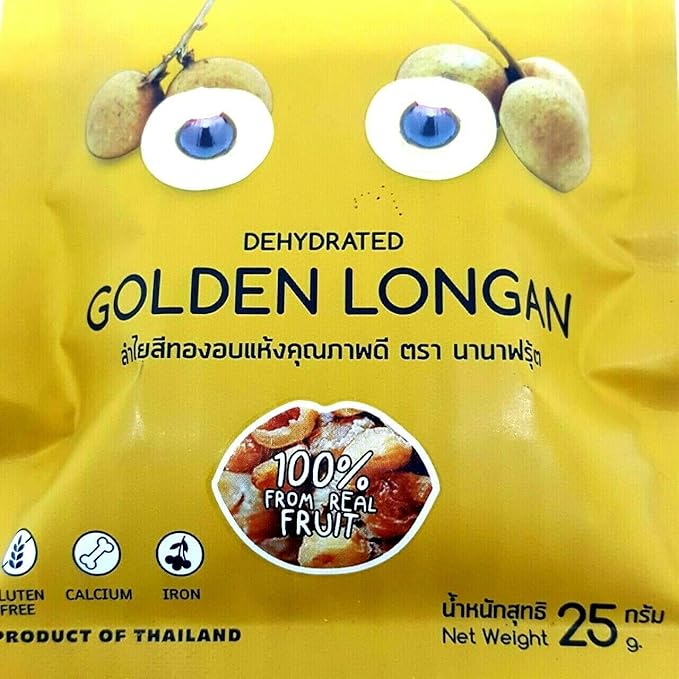 (Pack of 6) NANA Fruit Dehydrated Golden Longan 100% from Real Fruit 25G. No added sugar