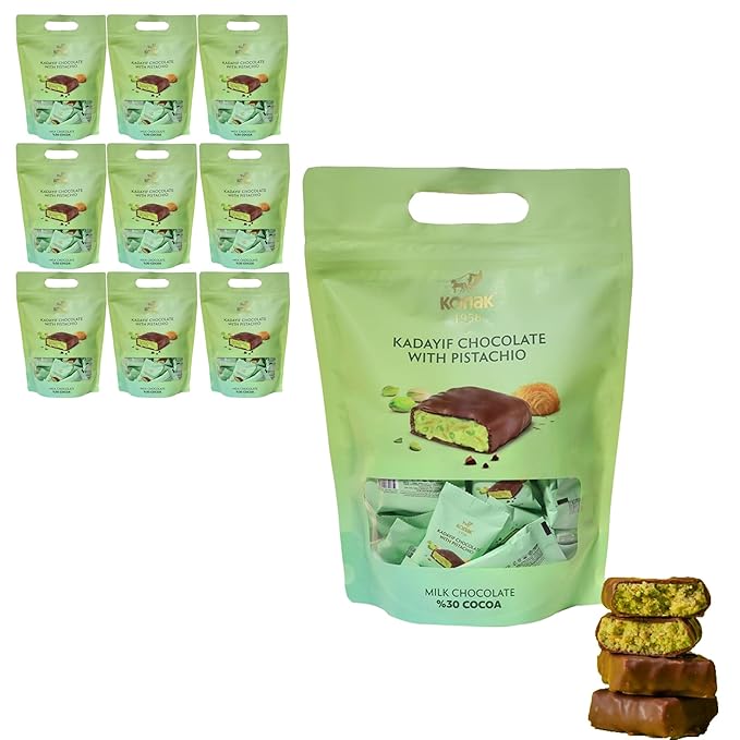 400 Count of Mini Dubai Chocolate Kunafa Pistachio Bar - Pistachio Chocolate Bars with Shredded Phyllo Dough - Fresh Daily Production Perfect for Gifting - 10 lbs/Aprox 400 Pieces