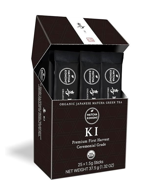 Ki Matcha (25 x 1.5g Sticks) - Organic Premium Ceremonial Japanese Matcha Green Tea Powder - First Harvest Radiation Free No Additives Zero Sugar - USDA Certified - Single Serve Packets