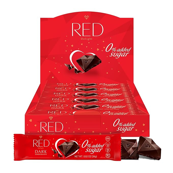RED Delight®™ Dark Chocolate 12 Count Box of Grab N Go Travel Size Bars (0.92 Ounces Each) with 14 Plush Teddy Bear (5 Boxes - Total of 60 Bars + 14 Plush Teddy Bear)