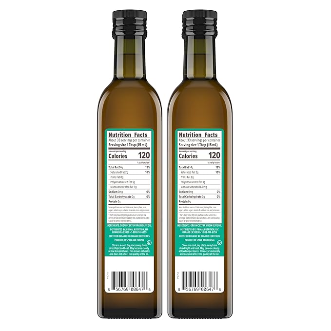 Primal Kitchen Organic Extra Virgin Olive Oil NAOOA Certified for quality and purity 16.9 Fluid Ounces Pack of 2