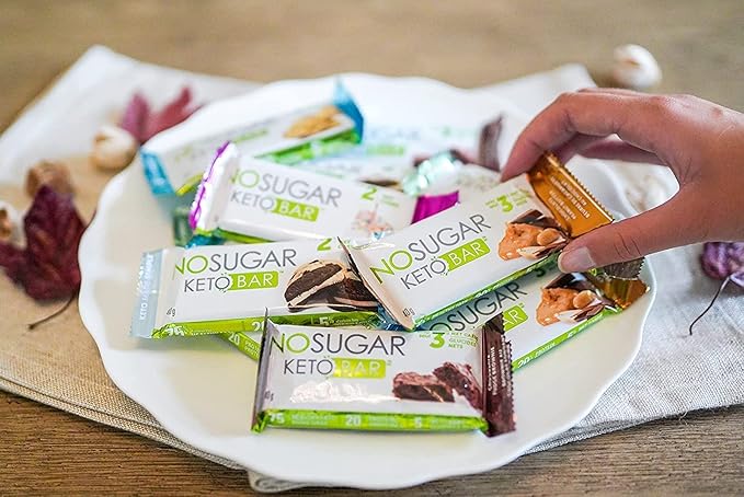 No Sugar Keto Bar Snack - Low Carb No Sugar Keto Snack Food with Keto Friendly Macros (24 x 1.41oz Bars Peanut Butter)