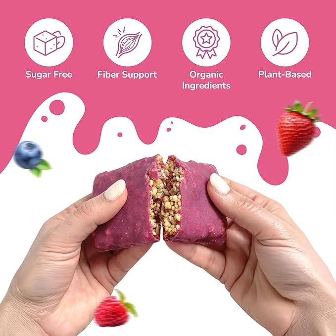 Rawmantic Mixed Berry Vegan Protein Bars (12 Bars x 60g) – Mixed Berries Pea Protein powder Sunflower Seeds Pitaya Passion Fruit Powder &amp More - No Artificial Flavors Plant-Based Non-GMO &amp