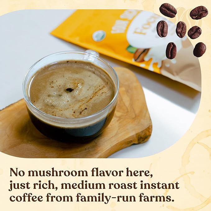 Four Sigmatic Original Focus Mushroom Coffee Latte | Plant-Based Organic Instant Latte with Lion’s Mane Mushroom for Focus and Mental Clarity | Made With Just 5 Organic Ingredients | 4.23 oz Bag