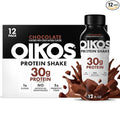 Oikos Protein Shake Chocolate 30g High Protein Drinks Shelf Stable Ready to Drink 5g Prebiotic Fiber 12 fl oz Bottle 12 Count