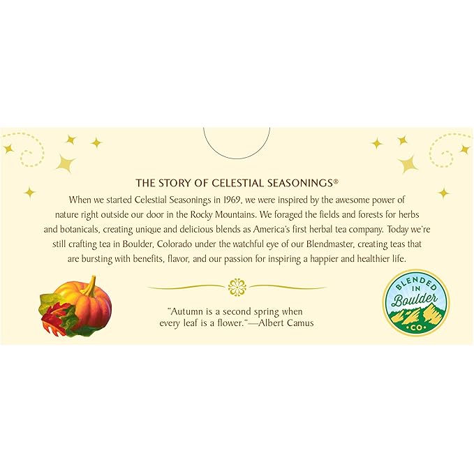 Celestial Seasonings Black Tea Sweet Harvest Pumpkin Contains Caffeine 18 Count (Pack of 6)