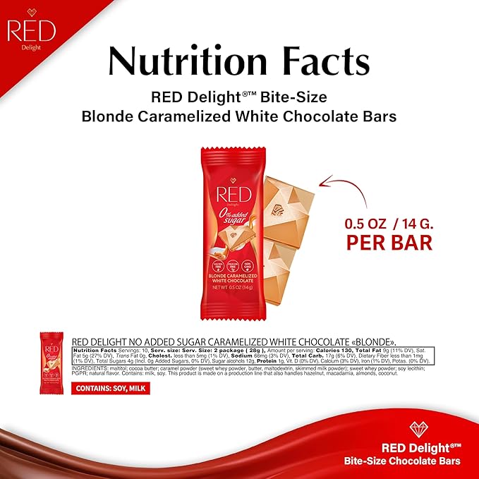 RED Delight®™ 100 Piece Chocolate Gift Box (100 Piece Gift Box w/Bite Size Bars +14 Plush Bear Blonde Caramelized White Chocolate)