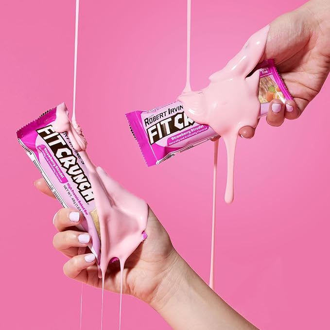 FITCRUNCH Snack Size Protein Bars 6-Layer Baked Bar 3g of Sugar &amp Soft Cake Core (18 Bars Strawberry Strudel)