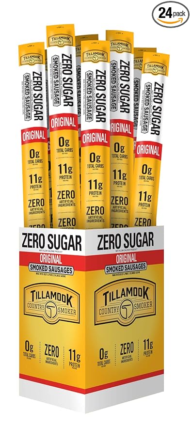 Tillamook Country Smoker Keto Friendly Zero Sugar Smoked Sausages Original 1.25 Ounce 24 Count