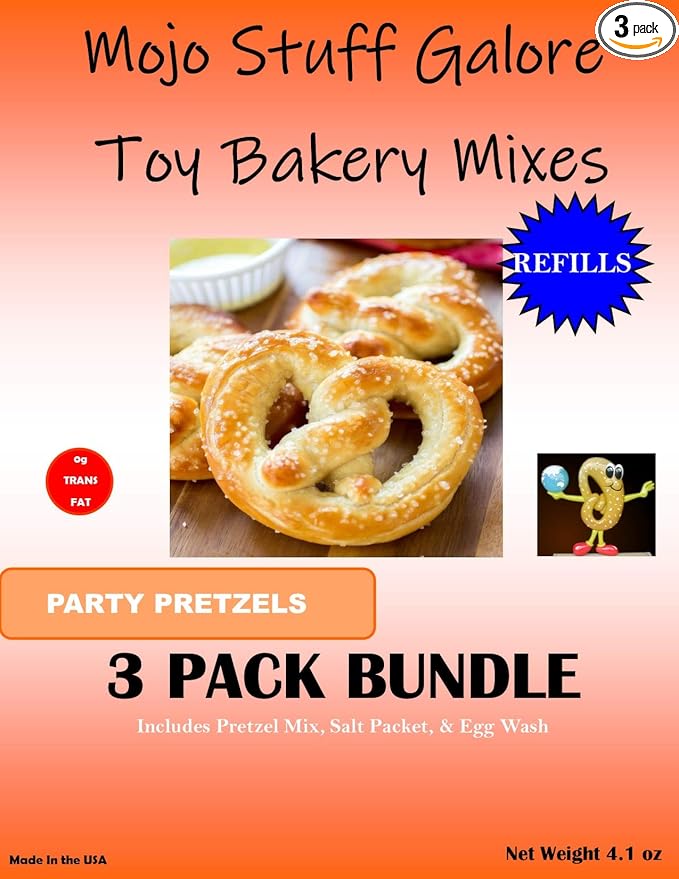 Mojo Stuff Galore Mojo's Children's Easy to Bake Oven Mixes | Play Toy Oven 2 Pack Refill | Pretzel Ultimate EZ Cooking Baking Supplies | Pretzel Pack Net Wt 4.2 oz