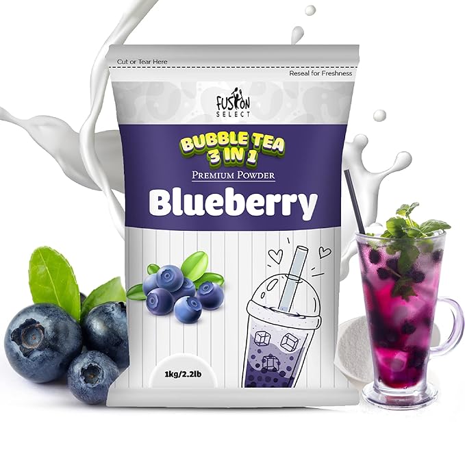 Fusion Select 2.2lb Tea Powder Blueberry Tea Flavored-3-in-1 Drink Powder with Cream &amp Sugar - Instant Pre-Mixed Beverage for Hot or Cold Blends or Yummy Frappes