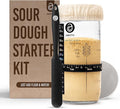 Sourdough Starter Kit Includes 24 oz Sourdough Starter Jar with Metallic Lid Silicone Spatula Feeding Tracker Extra Thermometer Strips &amp Breathable Covers - Sourdough Bread Starter Kit