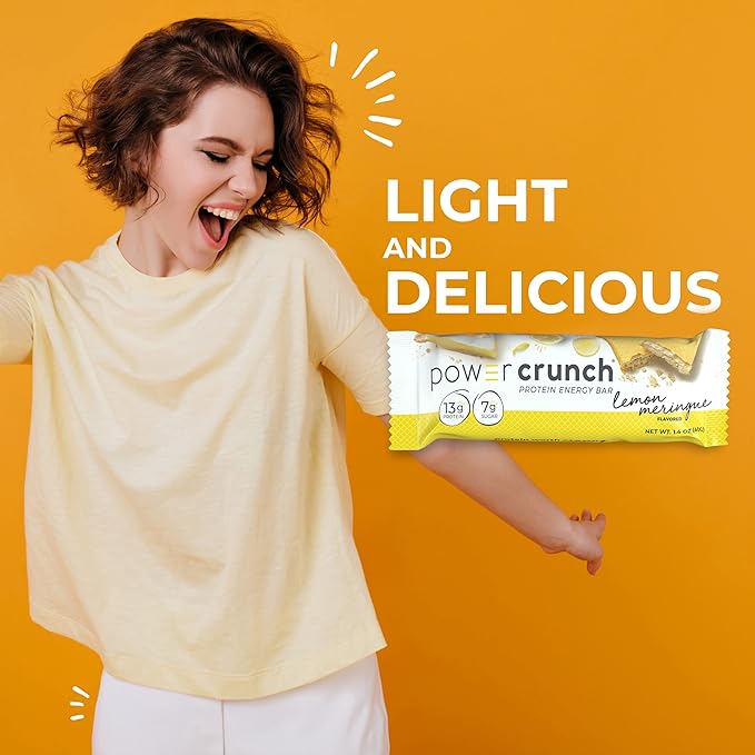 Power Crunch Protein Wafer Bars High Protein Snacks with Delicious Taste Lemon Meringue 1.4 Ounce (12 Count)