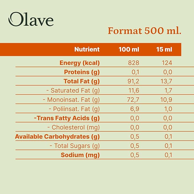 Olave - Organic Extra Virgin Olive Oil First Cold Press 16.9 fl oz (500 ml)